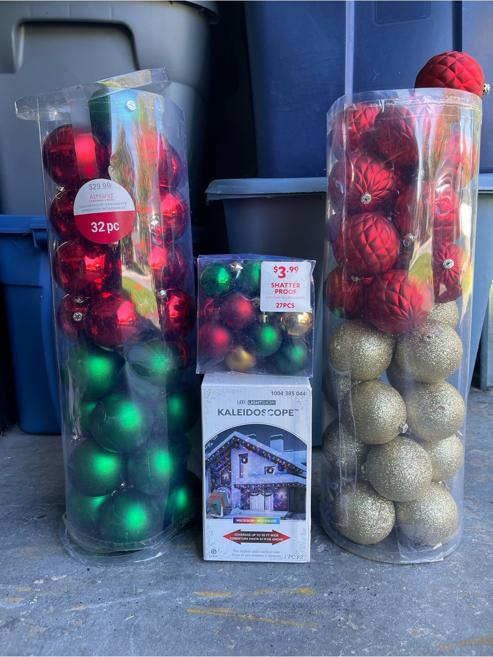 Shatterproof Holiday Ornament Bundle - Red, Green & Gold